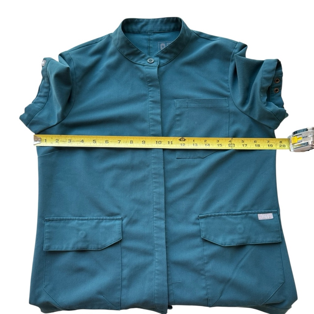 Figs Technical Collection Teal Green Button Up Sc… - image 3